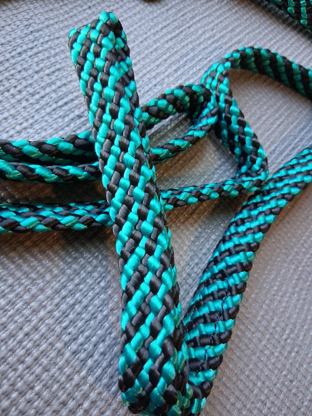 Braided Teal & Black Rope Dog Lead - Classic Slip Leash